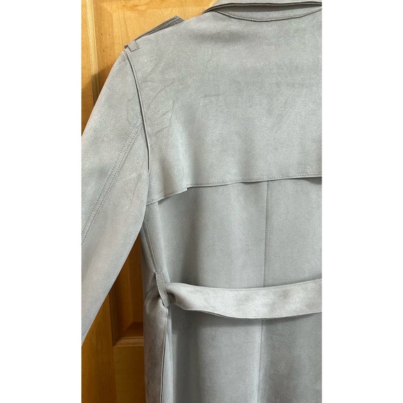 NWOT, T Tahari Women’s Taupe Faux Suede Size Small Long Coat - Picture 10 of 16